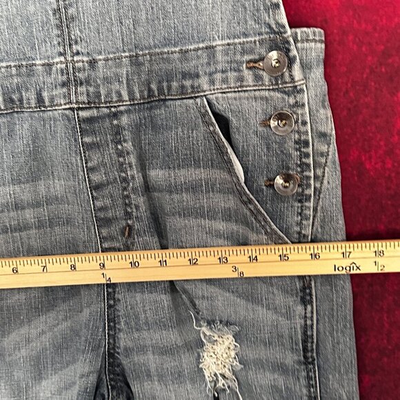 WOMENS LOVE CULTURE JEANS OVERALLS, LIGHT BLUE DENIM, DISTRESSED, MEDIUM SIZE - Picture 10 of 15